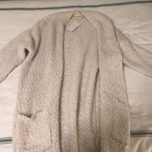 White fuzzy cardigan